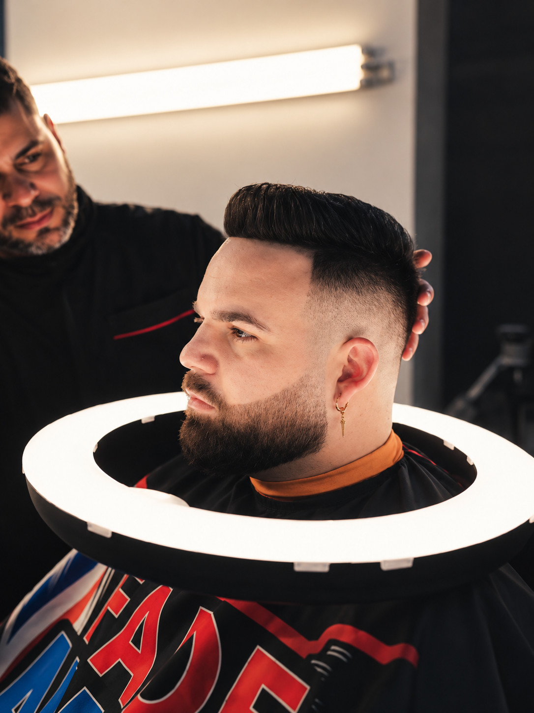 Professional skin fade haircut and beard trim by Hugo The Cuban Barber in Panama City, Florida